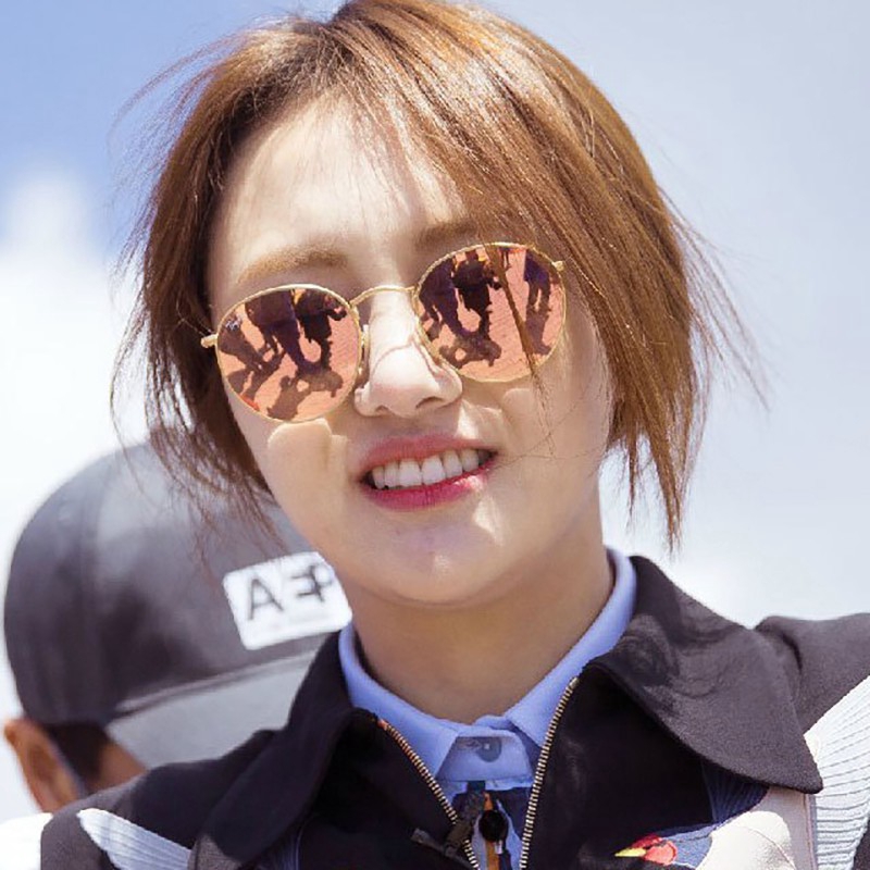 Kính mát tráng gương gọng kim loại hình tròn thời trang harajuku