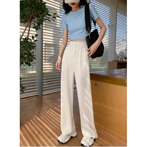 Quần Dài Lưng Cao Ống Đứng Thời Trang Nữ