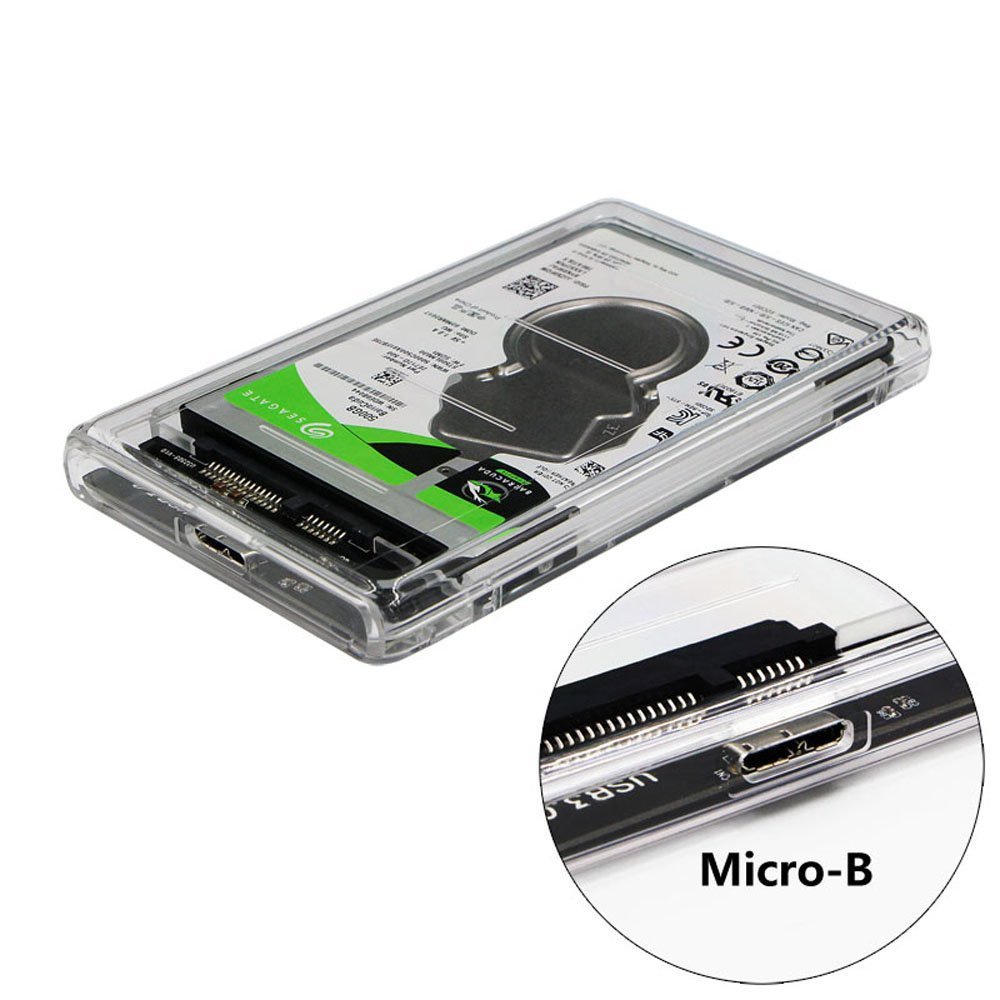 Hộp Đựng Ổ Cứng Ssd 2.5 Inch Sata Usb 3.0 Trong Suốt Thiết Kế Nắp Trượt Tiện Dụng