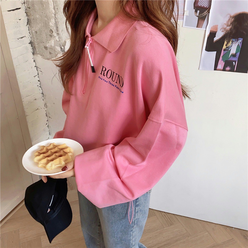 Áo sweater SUXI mỏng dáng rộng màu sắc đơn giản phối dây rút phong cách Hàn Quốc cho nữ