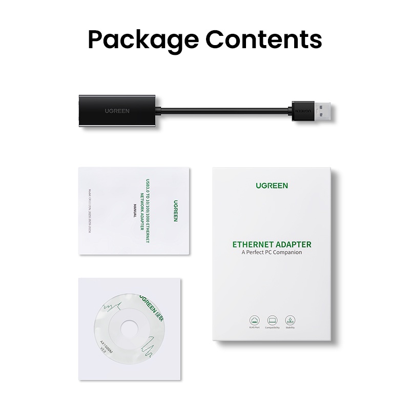 UGREEN Bộ Chuyển Đổi USB 3.0 Ethernet Card Sang RJ45 Lan Cho Windows 10 Xiaomi Mi TV Box 3/S Nintend Ethernet USB