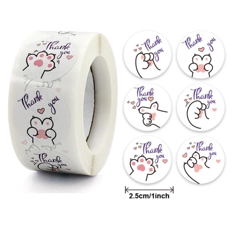 Cuộn 500 tem giấy decal dán nhãn thank you sticker cảm ơn trang trí sổ tay handmade gói quà STICK035