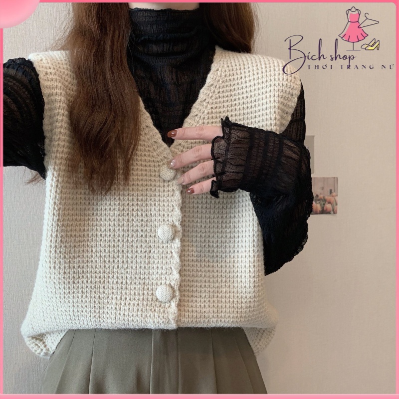 Áo Khoác Gile Áo Len Dệt Kim Áo Len Dễ Phối Mặc Ngoài Rộng Rãi