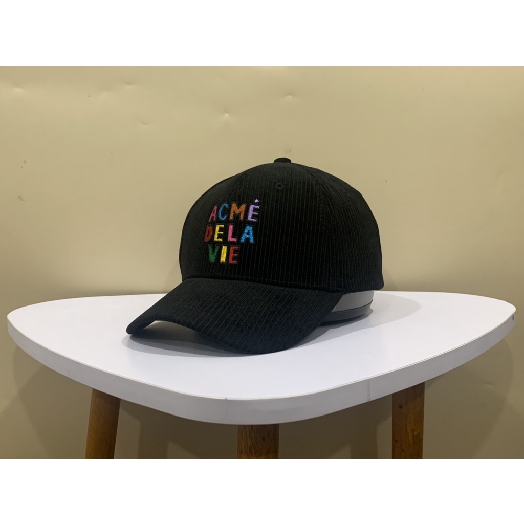 Nón kết Mũ lưỡi trai ADLV Nhung Tăm đen logo thêu tinh tế dành cho mọi lứa tuổi Free size