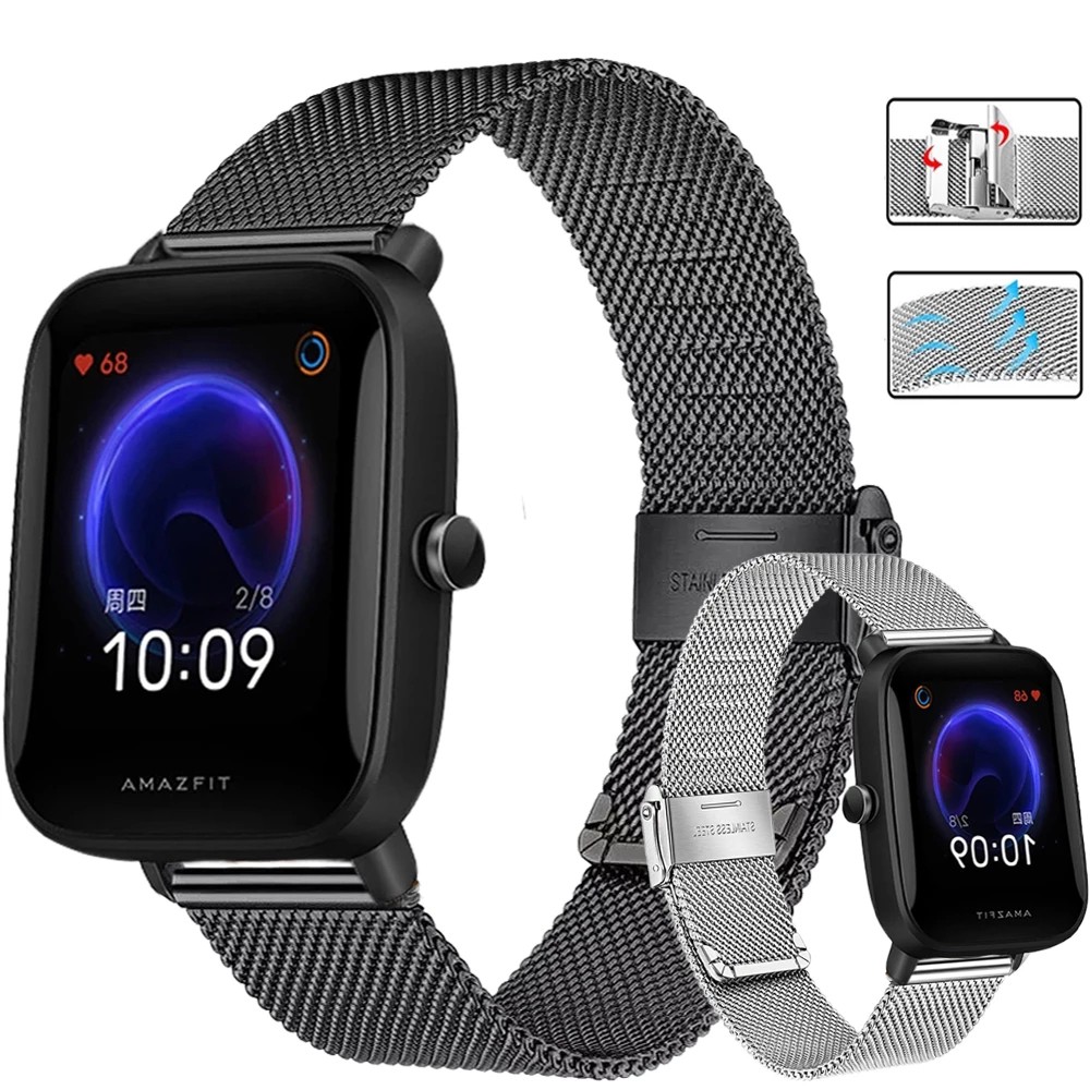 Dây Đeo Inox 20mm Cho Đồng Hồ Thông Minh Xiaomi Huami Amazfit Bip S U Lite / Gts 2 Mini / Amiluou Ls02