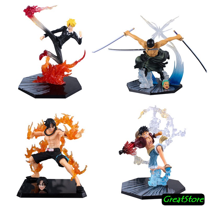 MÔ HÌNH One piece Zoro  Luffy đấm lửa ACE  Sanji Figure 12 -14cm Có Hộp