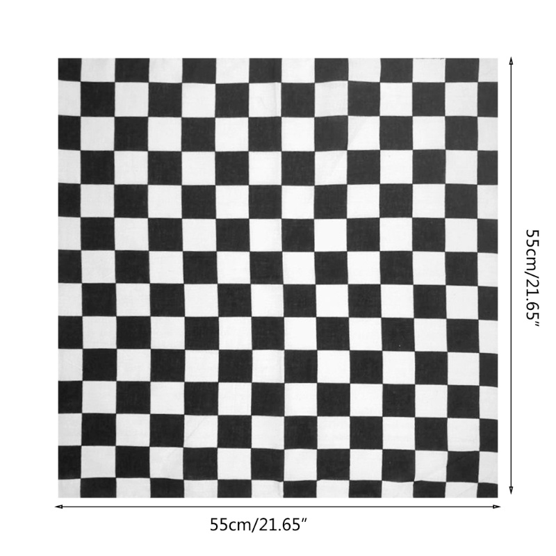 Khăn choàng cổ vuông in họa tiết caro bằng cotton đa năng kích thước 55x55cm cho nam và nữ