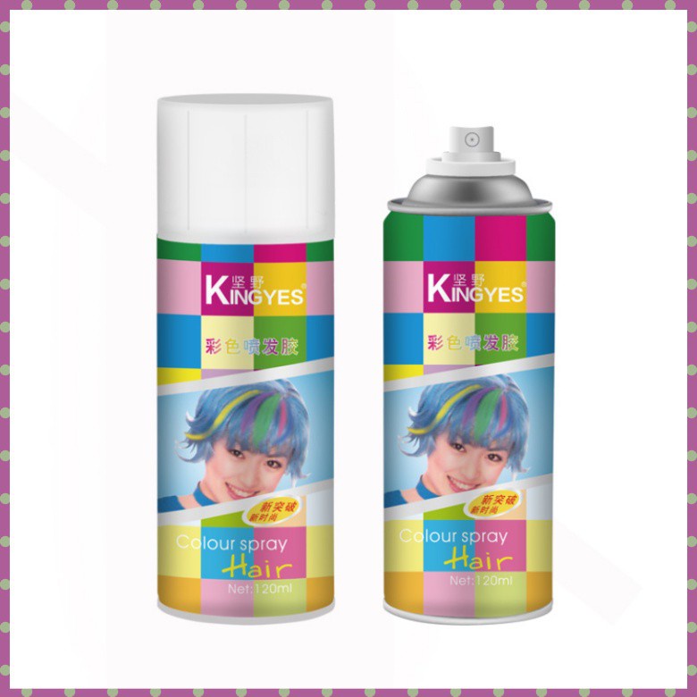 Gôm Xịt Nhuộm Tóc Màu Trắng Tạm Thời Kingyes 120ml/Chai Giữ Nếp, Tạo Kiểu Tóc, Đổi Mầu Tóc
