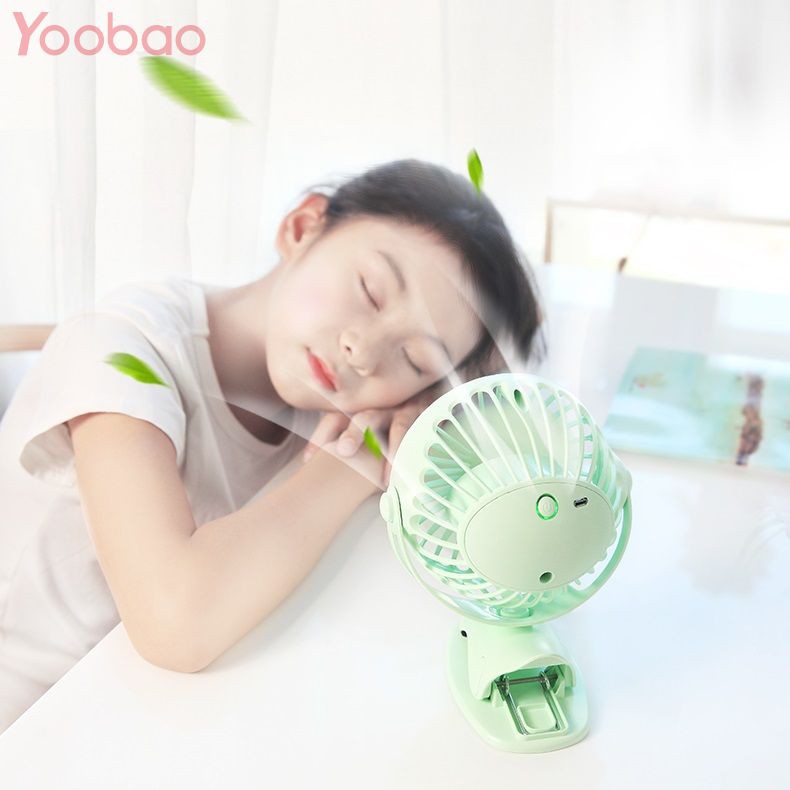 Quạt Yoobao F04 6400mAh Pin Sạc Tích Điện Chạy 32h, Quạt Mini Chân Kẹp Đa Năng Xoay 720 Độ