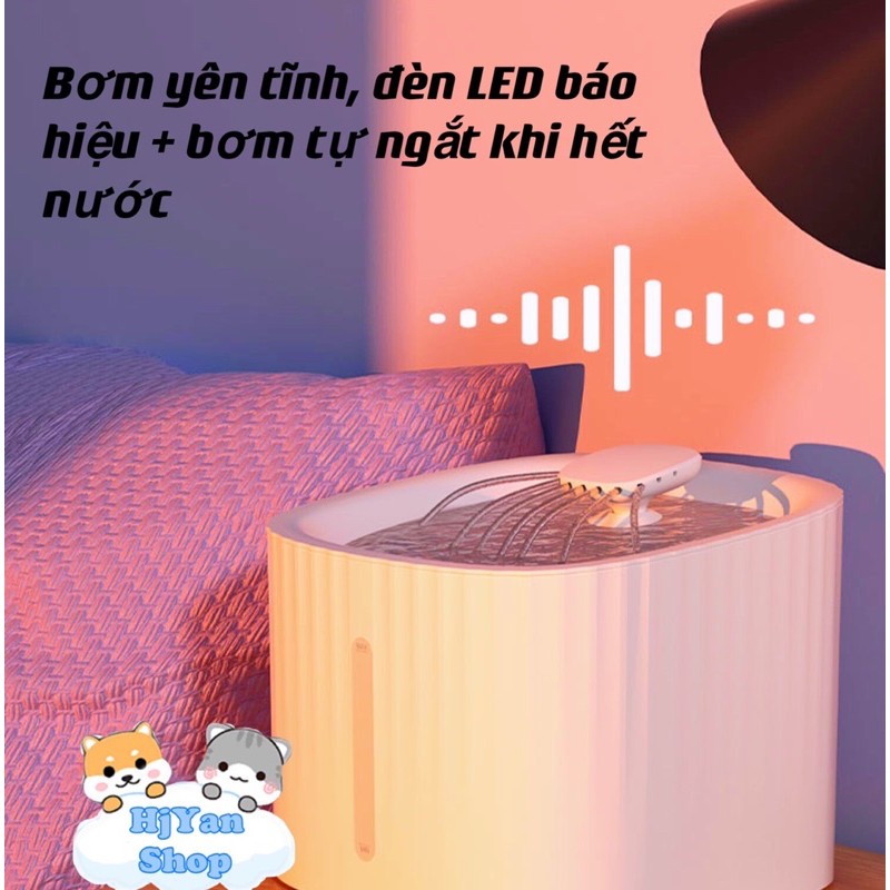 Máy lọc nước uống nước tự động vòi sen cho chó mèo / đài phun nước tự động cho thú cưng  3L + đèn led + bơm tự ngắt