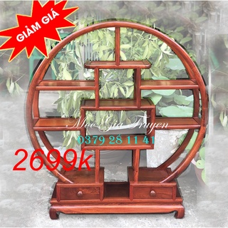 Kệ tròn trang trí gỗ hương phòng khách cao 90cm
