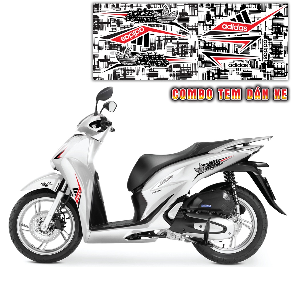 Set Tem Dán Xe Đa Vị Trí CBV104 Adidas Original | Decal Trang Trí Xe Máy, Xe Điện Chống Bay Màu, Chống Thấm Nước