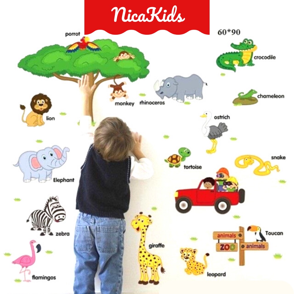 Decal dán tường hình thú tiếng anh DC01