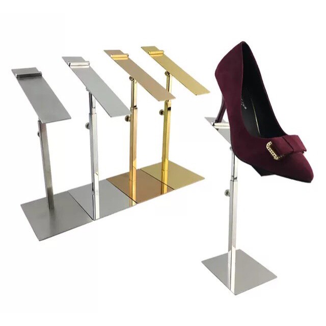 Kệ để giày dép - kệ trưng bày giày dép,2 màu mạ vàng bóng và inox bóng,kích thước cao 150mm