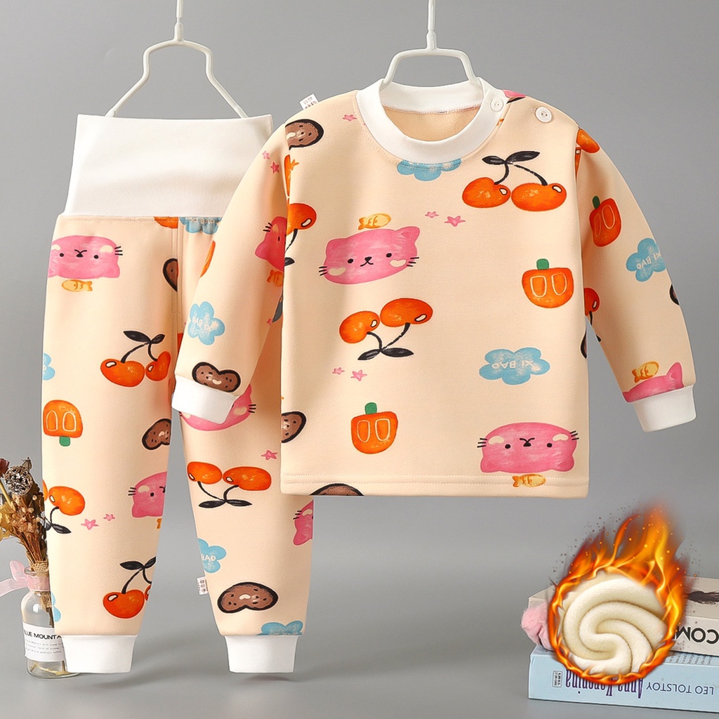 Bộ quần áo lót nỉ lông Dài tay Cạp cao Giữ nhiệt