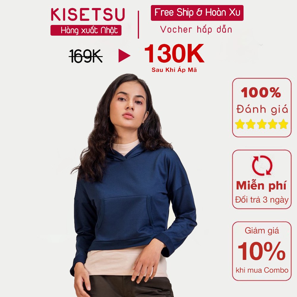 [Mã KISEKISEB giảm 20% đơn 120k] Áo Hoodie - Áo Khoác Nữ Basic KISETSU - Màu Tím Than Chất Thoáng Mát - KI251802