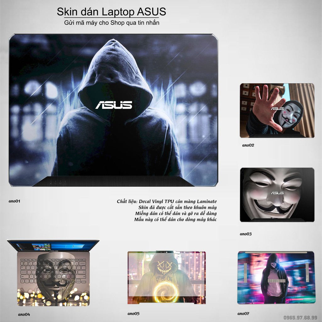 Skin dán Laptop Asus in hình Anonymous (inbox mã máy cho Shop)