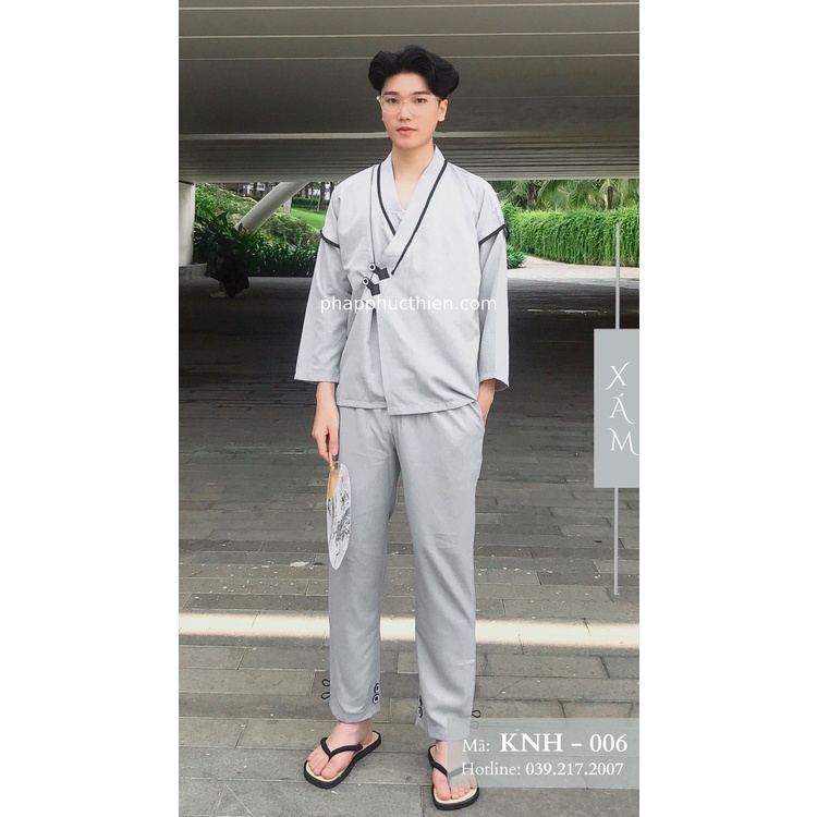 Đồ Lam Đi Chùa Nam Phong Cách, Nhật Nam 2 Nút, Màu "Xám Khói"