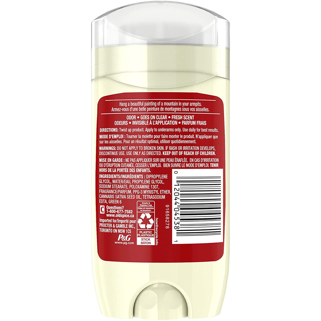 Lăn Khử Mùi Old Spice Fresher Collection Alpine with Hemp Seed Oil 85Gr (Sáp Xanh)