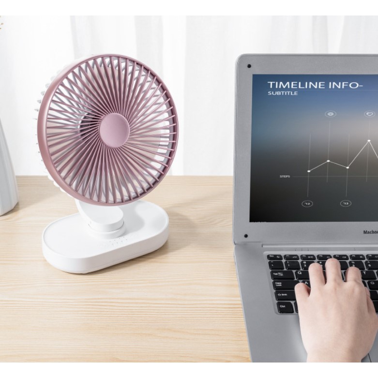 Quạt tích điện để bàn pin dùng 12h siêu khỏe - Quạt tích điện để bàn công suất lớn loại to xoay tự động