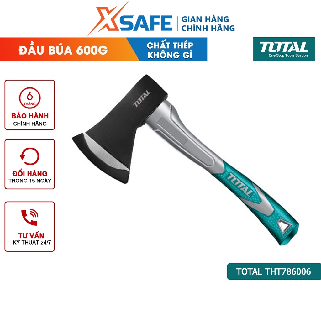 Búa rìu cán nhựa TOTAL THT786006 Rìu TOTAL đầu nặng 600g, chất liệu thép carbon 45# siêu cứng , đầ nặng [XSAFE]