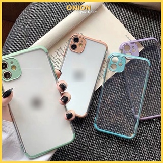 Ốp Onion lưng trong viền màu bảo vệ camera màu pastel dẻo mịn dành cho ip 11 Pro Max 7 8 Plus X XsMax XR