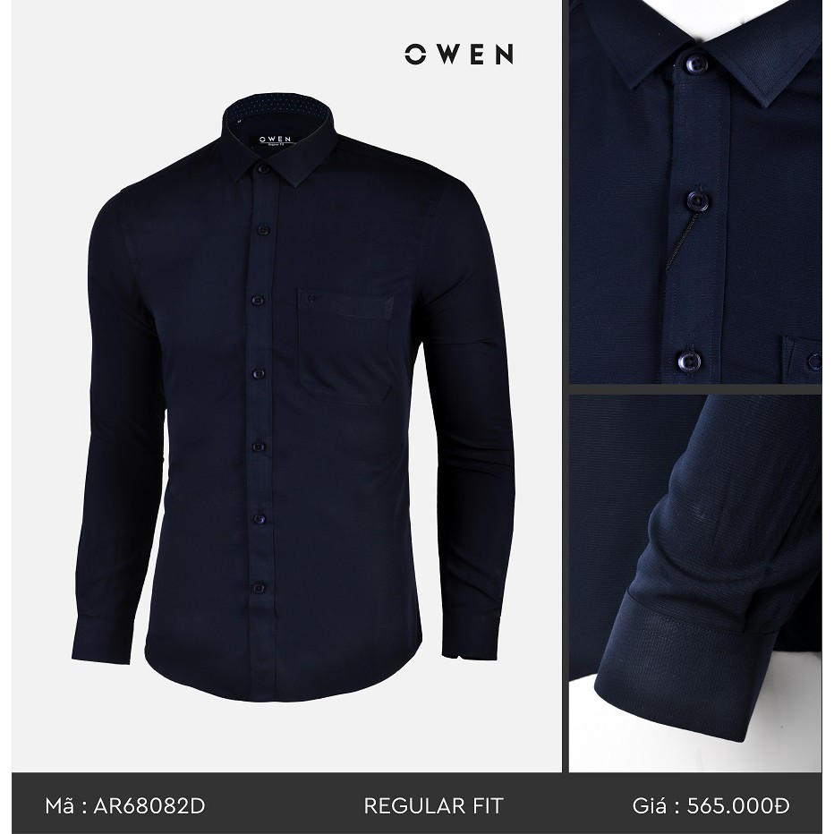🍀 NEW 💯 . OWEN - Áo sơ mi ngắn Owen regular fit màu xanh đen - Áo sơ mi dài tay AR68082 Cực Đẹp .1 . M08 : . . ✿