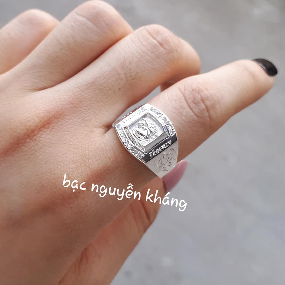 Các mẫu nhẫn bạc cho nam gắn đá màu trắng, trẻ trung, bạc nguyễn kháng
