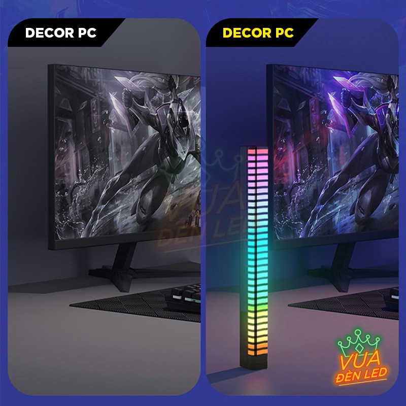 Thanh đèn Led 3D RGB nháy theo nhạc, có pin rời, có chân đế trang trí bàn làm việc