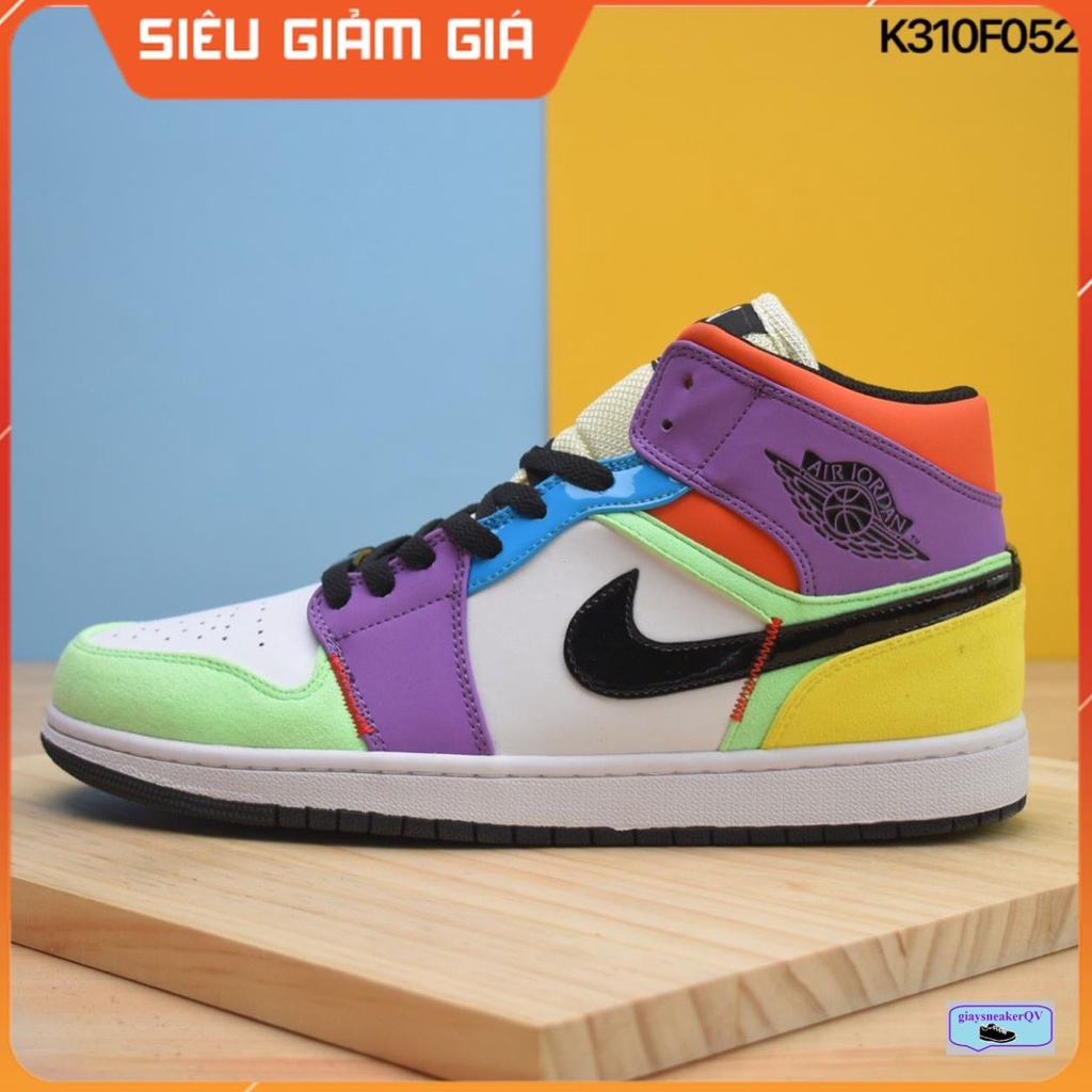 Giày thể thao, giày nam nữ Air Jordan 1 Mid SE Multi-Color  cổ cao siêu đẹp, hot hit