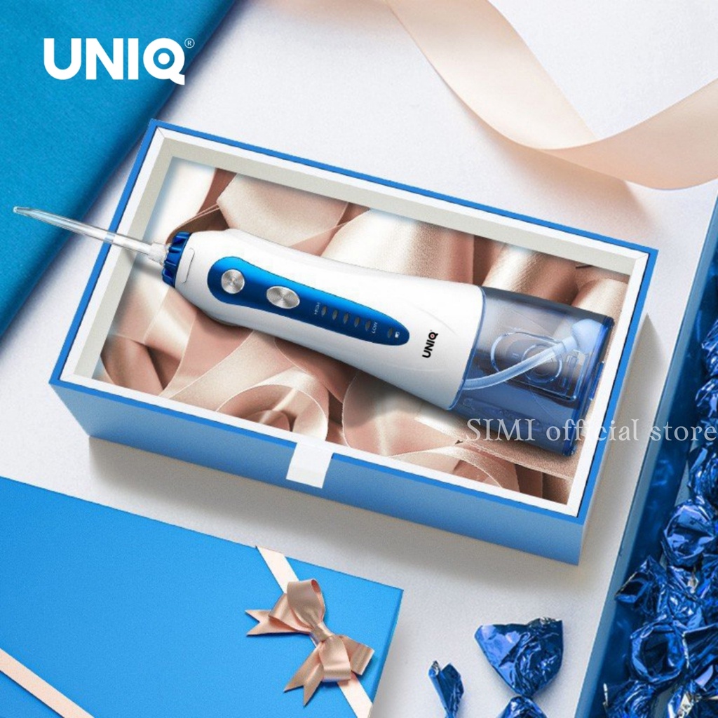 Tăm Nước Cầm Tay UNIQ Smile S1 máy vệ sinh răng miệng waterpik gia đình mini xịt xỉa rửa sạch răng niềng cạo lưỡi 300ml