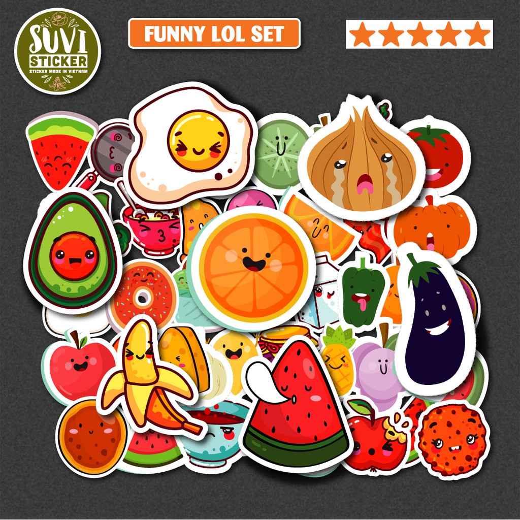 50 Sticker Food chống nước sticker dán laptop, điện thoại, đàn guitar, mũ bảo hiểm, vali. F03