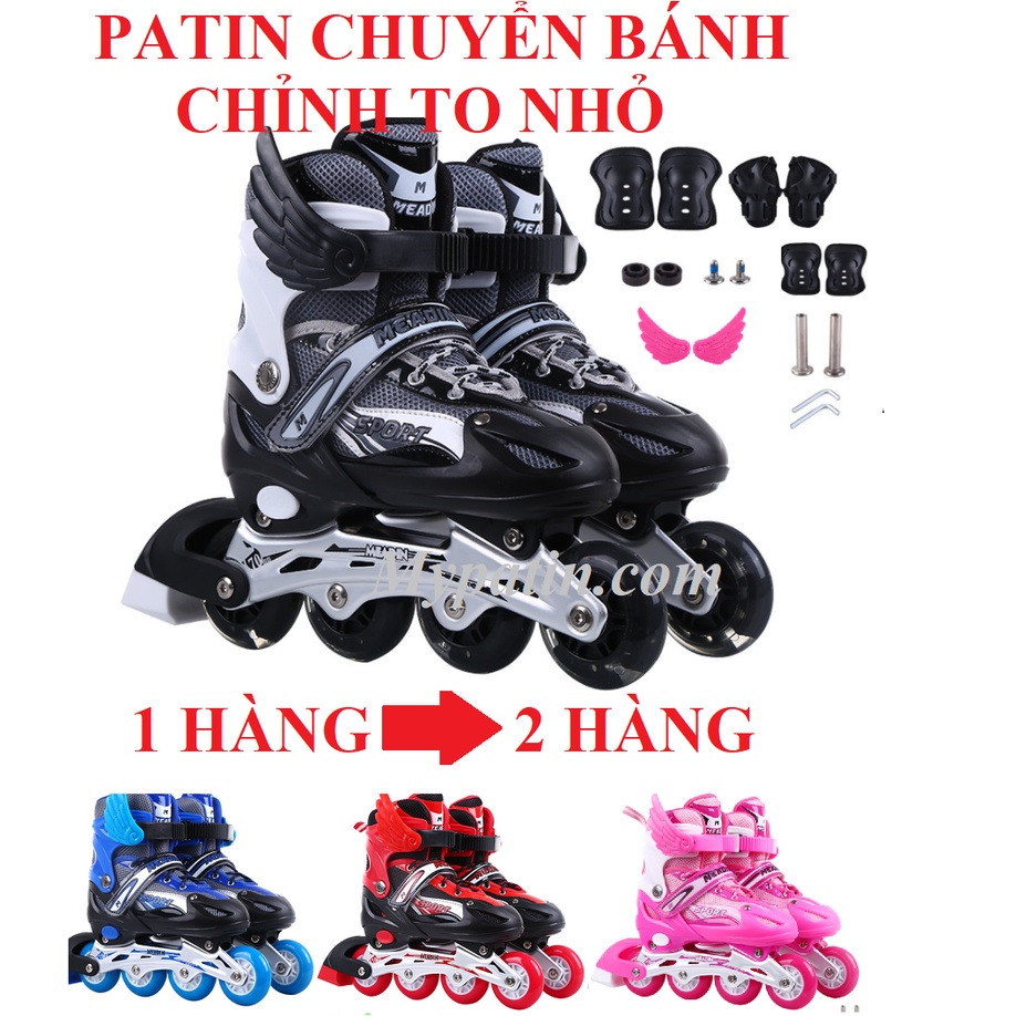 Giày Patin chuyển bánh Power điều chỉnh bánh thành 2 hàng an toàn cho bé mới tập patin)