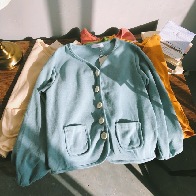 Áo cardigan nỉ thun cúc tròn Ulzzang style  Hàng Quảng Châu