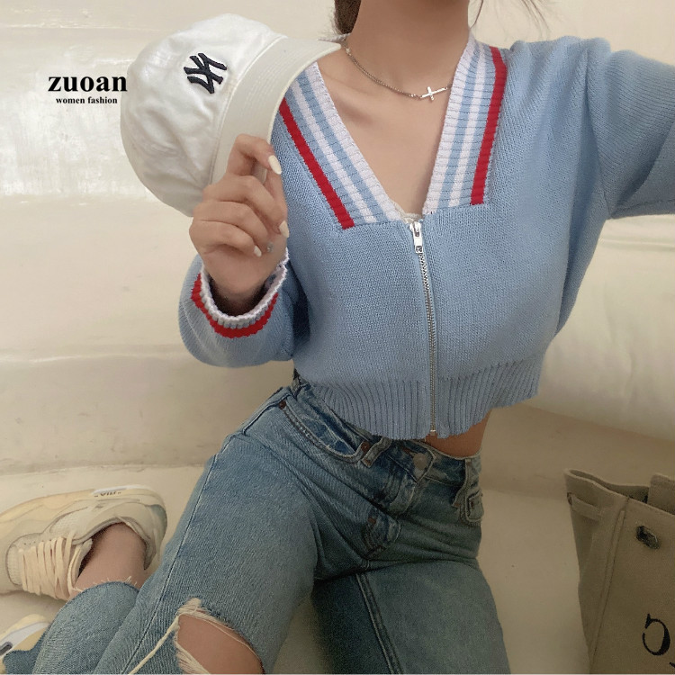 SUXI Áo Len Dài Tay Cổ Chữ V Thời Trang Theo Phong Cách Hàn Quốc Dành Cho Nữ