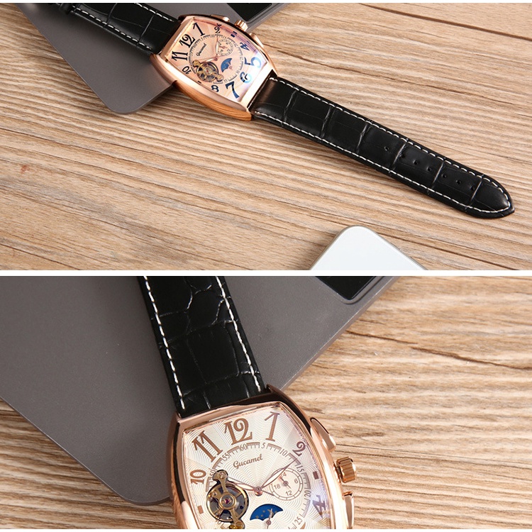 Đồng hồ nam chữ nhật máy cơ SEWOR Tourbillion GUcamel DM06 cao cấp