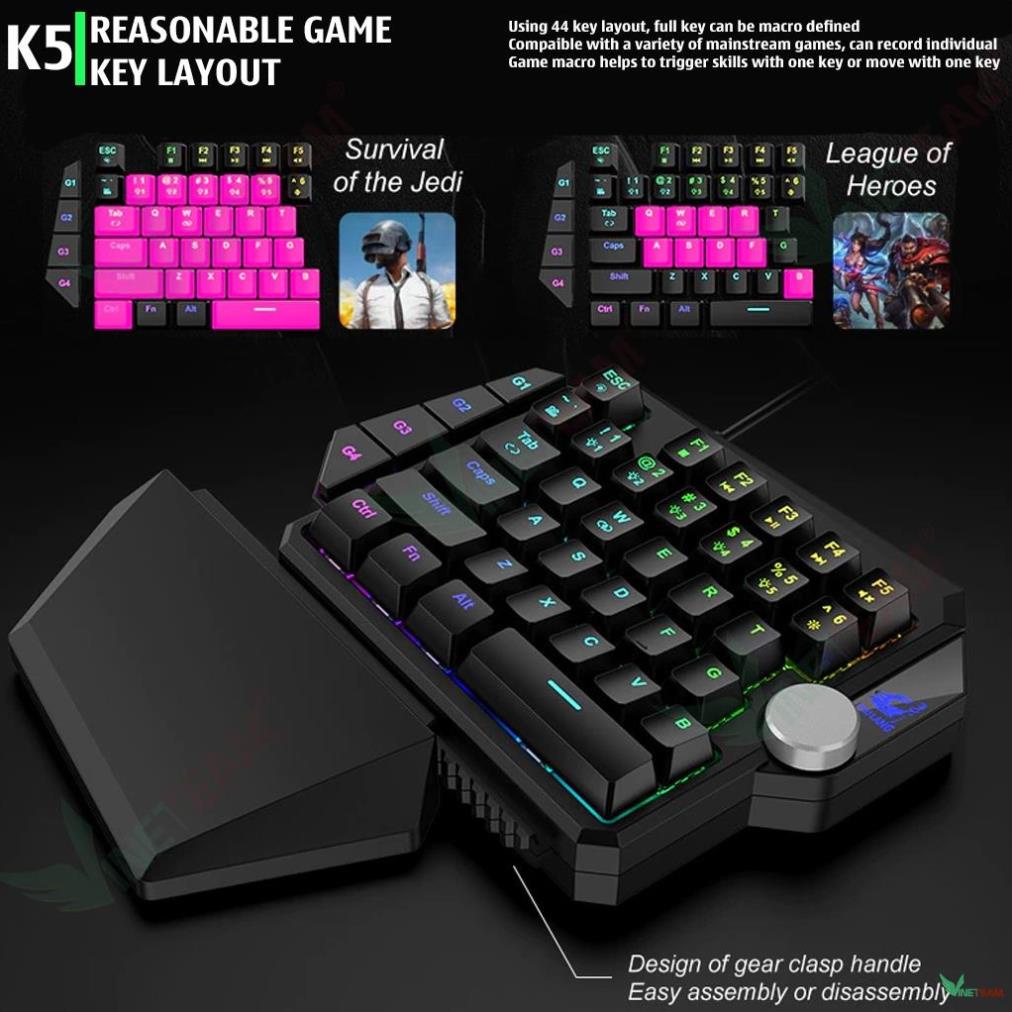 Bàn Phím Cơ ZIYOULANG K5 39 Phím Hỗ Trợ MACRO Blue Switch RGB Chơi Game Pubg Mobile, Rules, Free Fire -dc4691