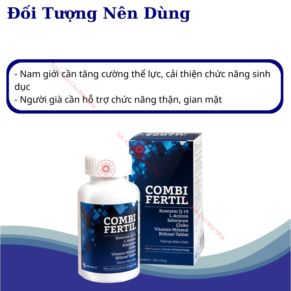 Combi Fertil. Viên uống tăng cường thể lực, cải thiện chức năng nam giới hộp 60 viên suckhoechomoinha