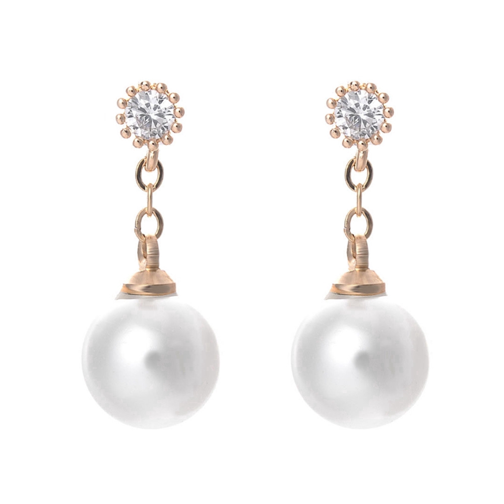 Khuyên Tai Nữ Trang Dáng Tròn Đính Ngọc Trai Phong Cách Hàn Quốc