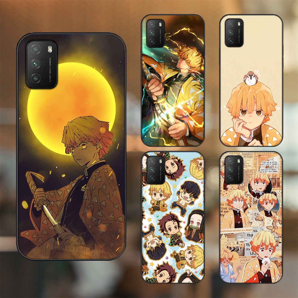 Ốp lưng Xiaomi Poco M3 viền đen in hình Zenitsu Kimetsu no Yaiba