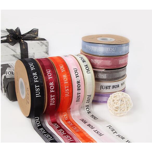 Cuộn ruy băng 10m in chữ Just For You dùng cho trang trí bắt mắt