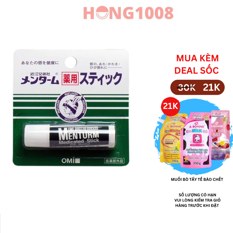 Son Dưỡng Omi Brotherhood Menturm Medicated Stick With Menthol 4g Nhật Bản - Dành Cho Môi Khô Và Nứt Nẻ