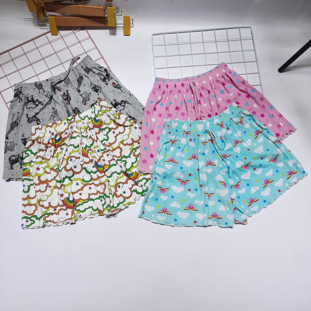 Quần short thun cotton nữ dáng xòe nhiều họa tiết QDN001 quần đùi ngủ mềm mát co giãn thoải mái