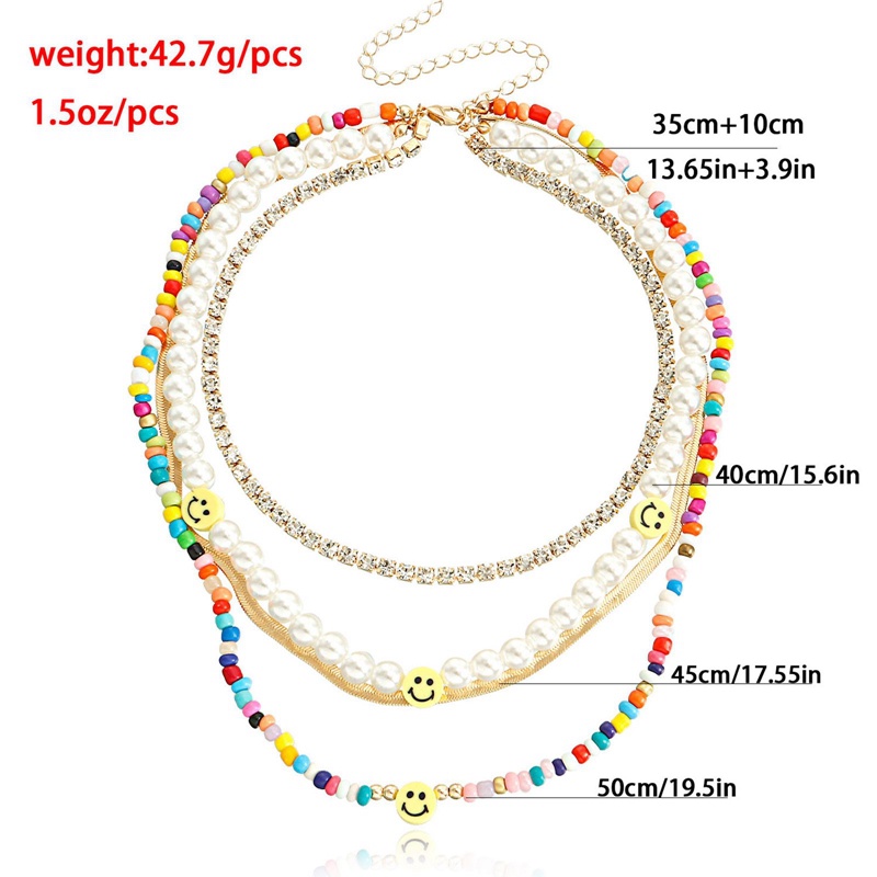 Tmdbyx Vòng cổ Hạt Ngọc Trai/Trái Tim/Mặt Cười Nhiều Lớp Phong Cách Bohemian Thời Trang Cho Nữ