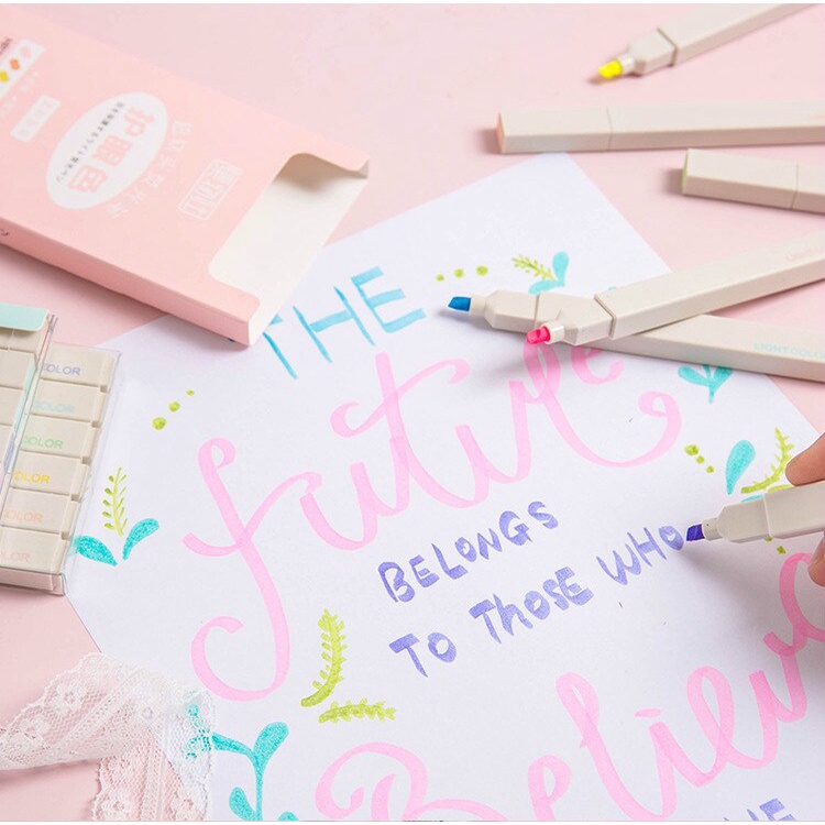 Set 6 bút dạ quang đầu mềm cao cấp bảo vệ mắt