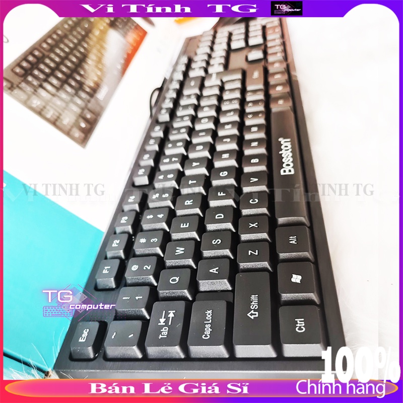 Combo bàn phím chuột có dây giá rẻ màu đen VTTG bosston D5300/s6600