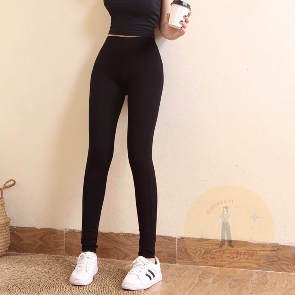 Quần legging nữ cạp cao dáng ôm co giãn phong cách Hàn Quốc - Cún Shop