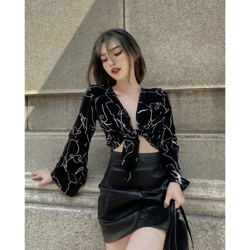 áo croptop tay loe buộc nơ | BigBuy360 - bigbuy360.vn