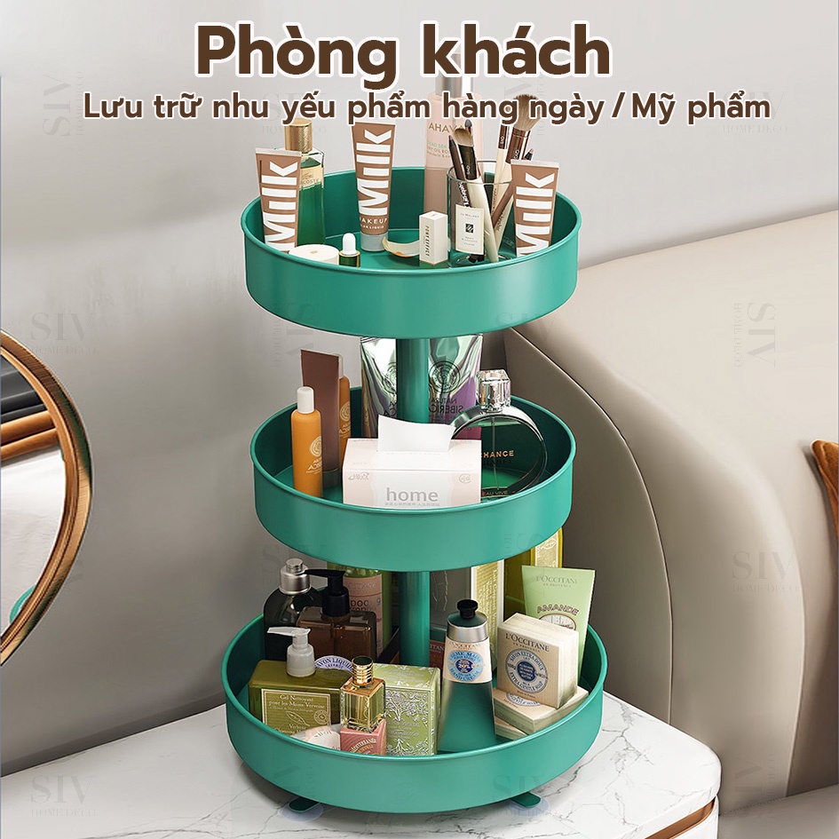 Kệ Đựng Gia Vị Xoay 2 màu 360 Độ SIV 2/3 Tầng kệ đựng mỹ phẩm