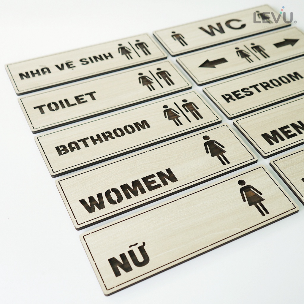 Bảng tên phòng dán cửa nhà vệ sinh WC Toilet Resroom Bathroom LEVU TL29S